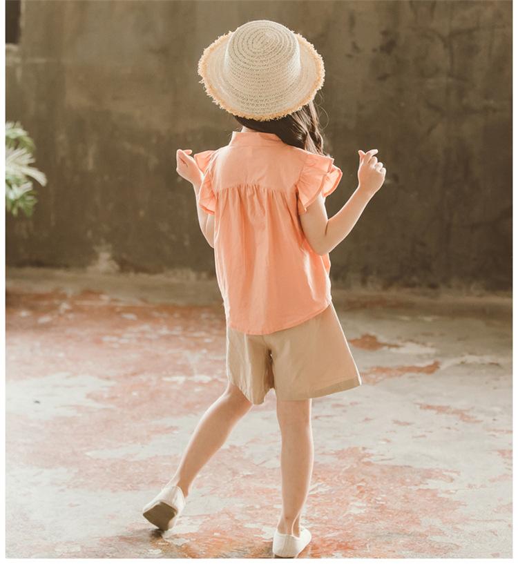 Teenager Summer Kids Girls Clothes Flying Sleeve Blouse Shirt + Short Leisure Loose Pants Teens 7 8 9 11 12 13 14 Years