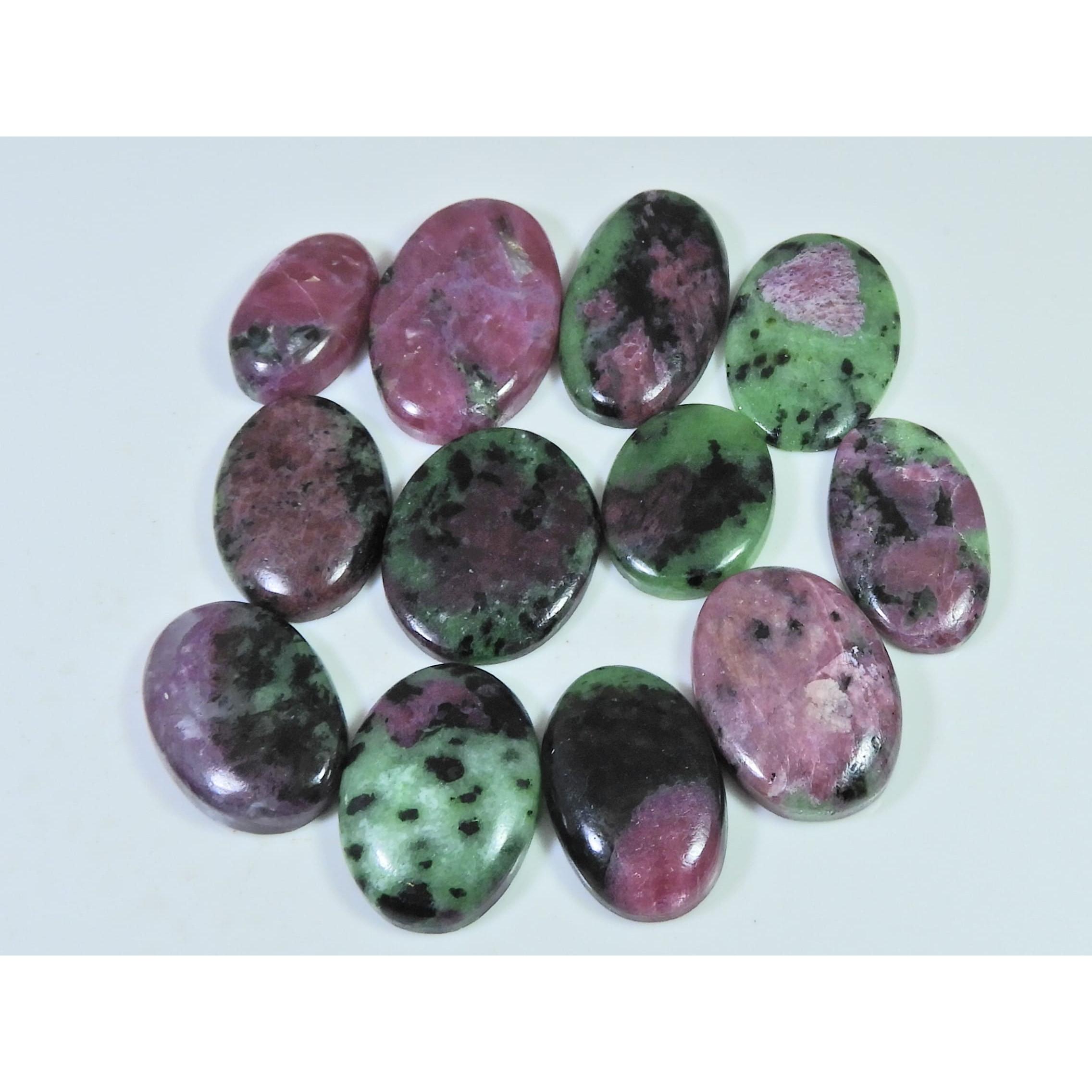 

310Cts.. Natural Ruby Zoisite Oval Cabochon Loose Gemstone 12Pcs Lot C-496