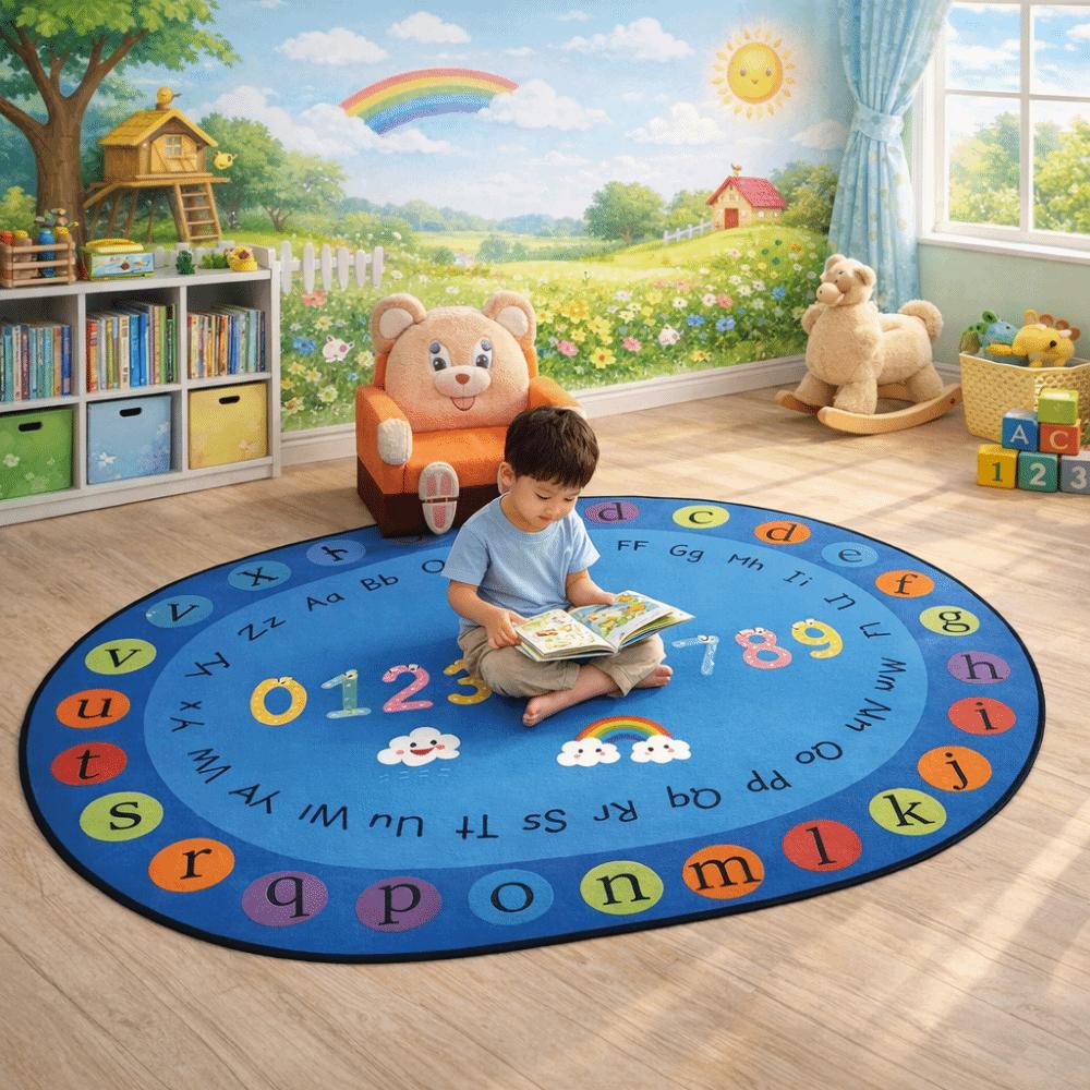 Animal Number Educational Carpet Cartoon Pattern Play Mat Kids Education Hopscotch Carpet  Bedroom