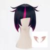 Parrucca Cosplay Lilia Vanrouge Nera Viola Mista Corta Sintetica Termoresistente Festa di Halloween Parrucche Anime + Cuffia per Parrucca + Orecchie
