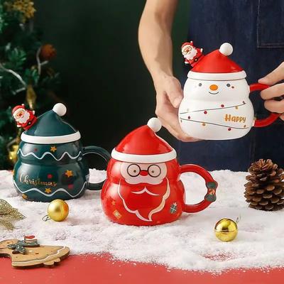 450Ml Leuke Kerst Koffie Mok Met Lepel Keramische Astronaut Vorm Melk Koffie Cup Festival Gift Kerstman Thee Cup Nordic Mok