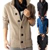 Stand Collar Long Sleeve Men Cardigan Side Pockets Buttons Closure Solid Color Sweater