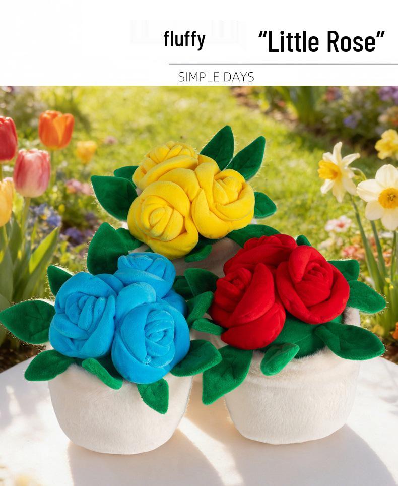 Cartoon Rose Plush Toy Couple Desktop Ornament - Valentine's Day Gift