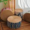 Hand-Woven Floor Cushion Round Shape Ottoman Stool Rustic Style Woven Stool  Living Room
