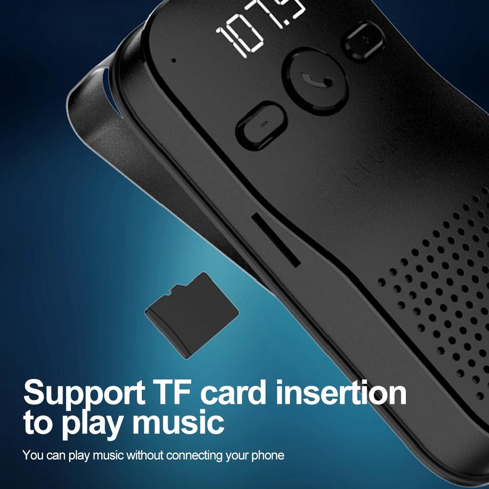 Bluetooth 5.4 Speaker Handsfree Car Kit Sun Visor Clip Wireless Audio Receiver Speakerphone Loud Music Player Connect Dual Phone