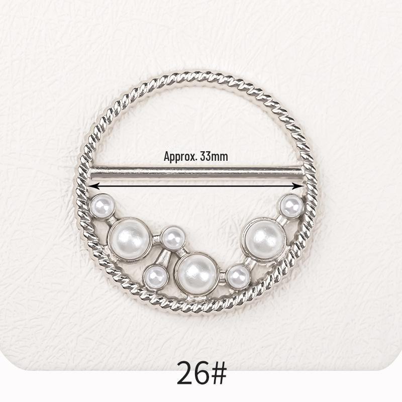Premium Metal Buckle Summer Korean T-Shirt with Pearl Round Top Knot