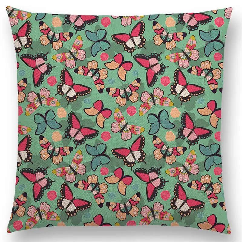 

Ботанический Цветочный И Бабочка Наволочка Красивые Цветы Сад Мини Принты Домашний Декор Наволочка для Диванной Подушки 12x12Inch