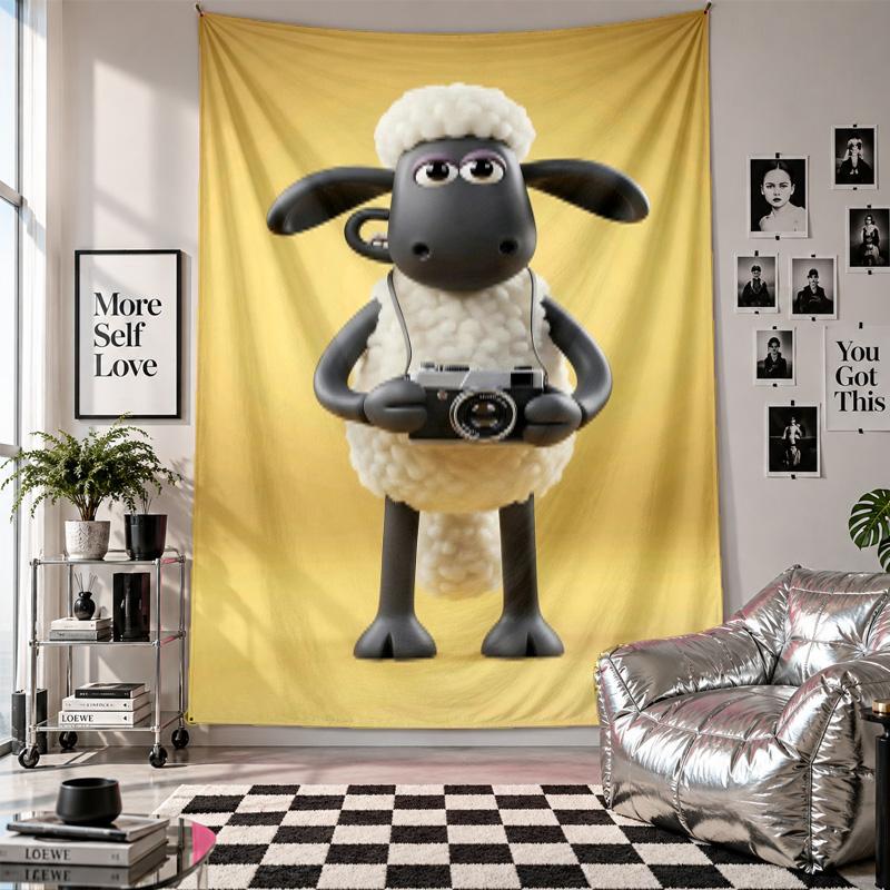 Wall TapestryShaun the Sheep Art Hanging Cloth Decorative Background Cover for Room Decoration