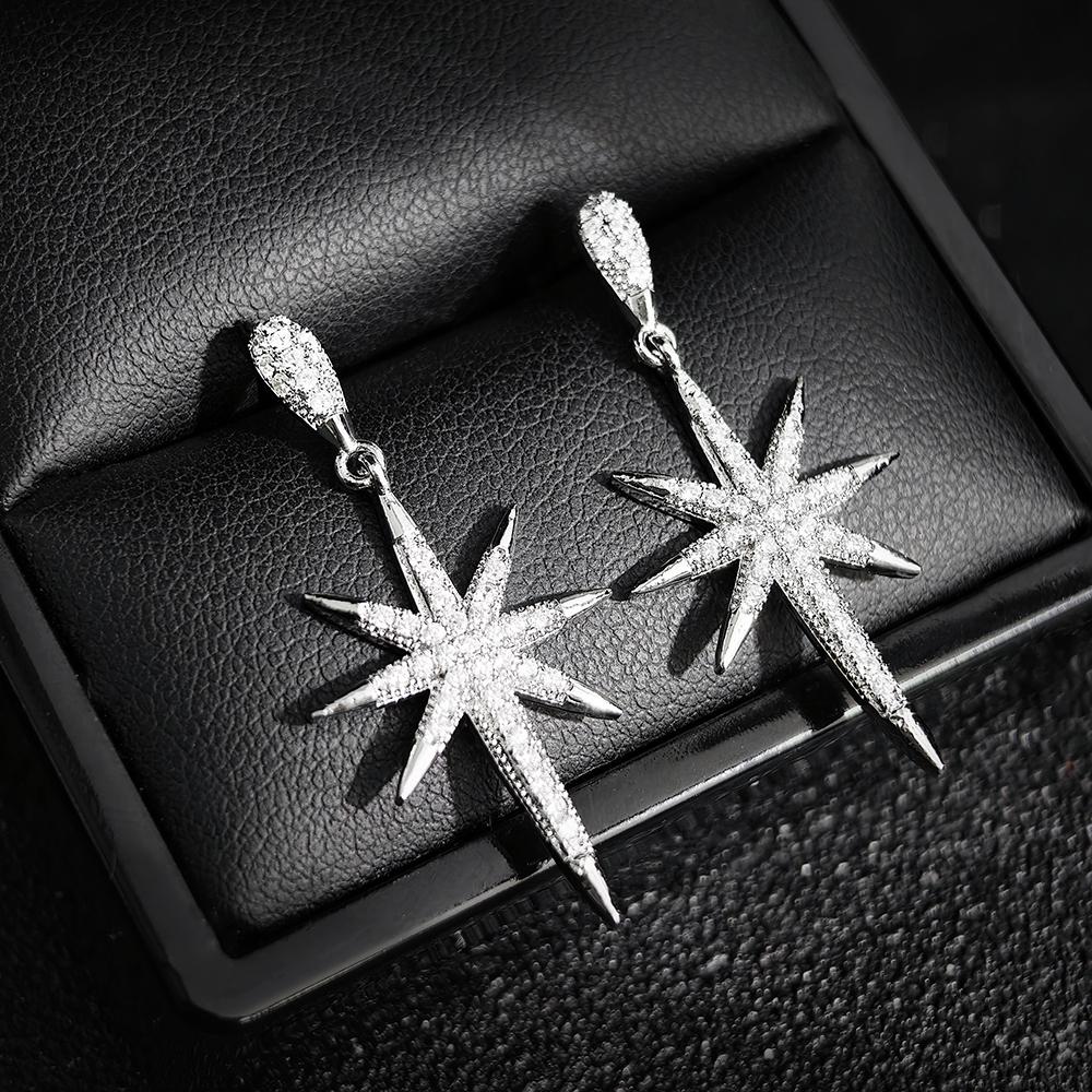 

2025 New Luxury Star-shaped Design Silver Color Korean Earrings for Women Anniversary Gift Jewelry Wholesale E5890