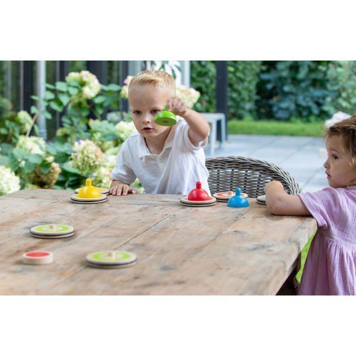 Jeu de Curling de table avec palets en Bois - 606055 - 8 pierres en bois colorées - Pour enfants à partir de 6 ans - Intérieur