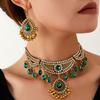 Vintage Bohemian Rhinestone Necklace Set Light Court Style for Women