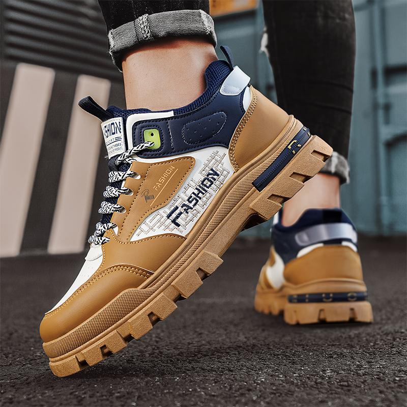 Men's workwear boots four season new anti slip soft sole comfortable labor protection shoes outdoor casual high top sports boots