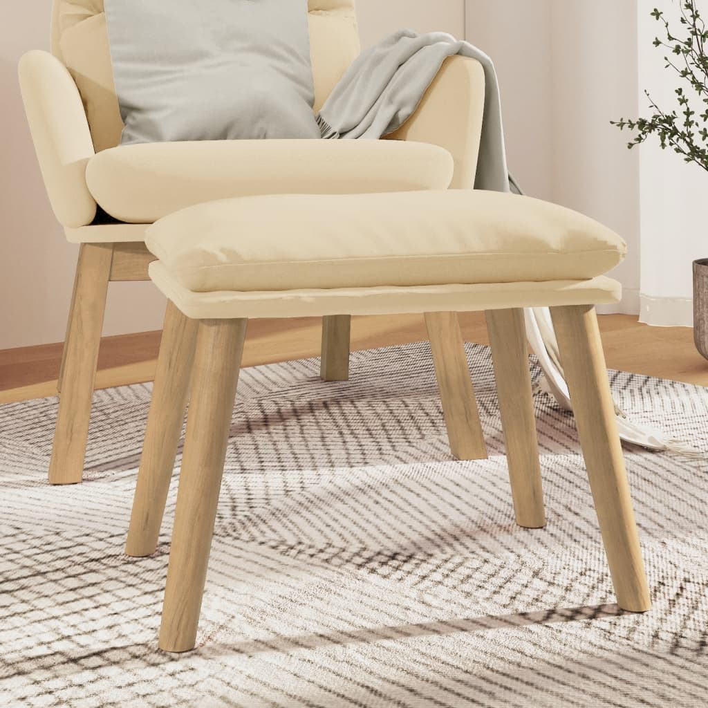 Footstool Cream White 45 X 29.5 X 35 Cm Velvet