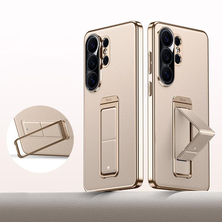 Metal Holder Foldable Wristband Precise Cutout Vegan Leather Phone Case