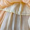 Sommer Herbst Neu Einfarbig Rüschen Patchwork Chiffon Fließender Rock für Damen Hoher Bund Vielseitiger Midi Rock für Damen