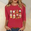 Women's Fashion Casual Three-quarter Sleeve Halloween Printed Round Neck Top