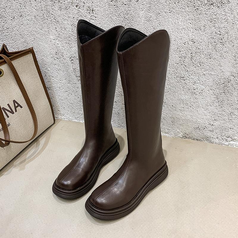 French Thick-soled Boots for Women's Autumn, But Knee-high Boots Show Thinness 2025 New Small Versatile Boots