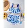 2026 European and American Large Size Printed Boxers Tankini Conservative High Waist Belly Fat Swimsuit