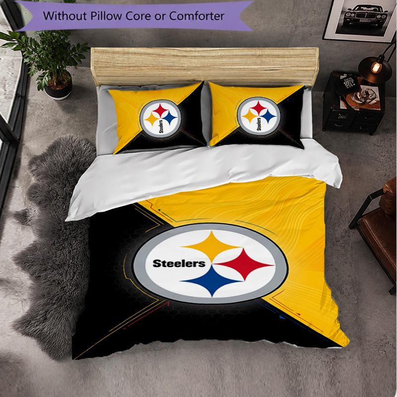 Pittsburgh Steelers Pattern Microfiber 3Pcs Bedding Set Decor Duvet Cover Set For Bedroom Home Use