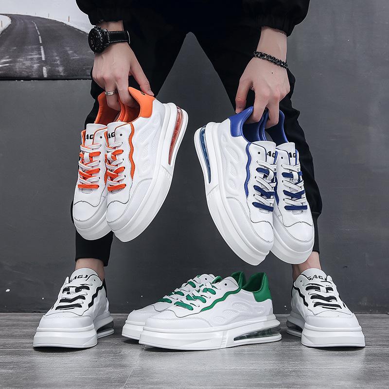 Board Schuhe Herren zweifarbige Schnürsenkel, kleine weiße Schuhe, Rindlederschuhe, junger Guochao-Stil Farbabstimmung Luftpolsterschuhe, Direktverkauf ab Werk