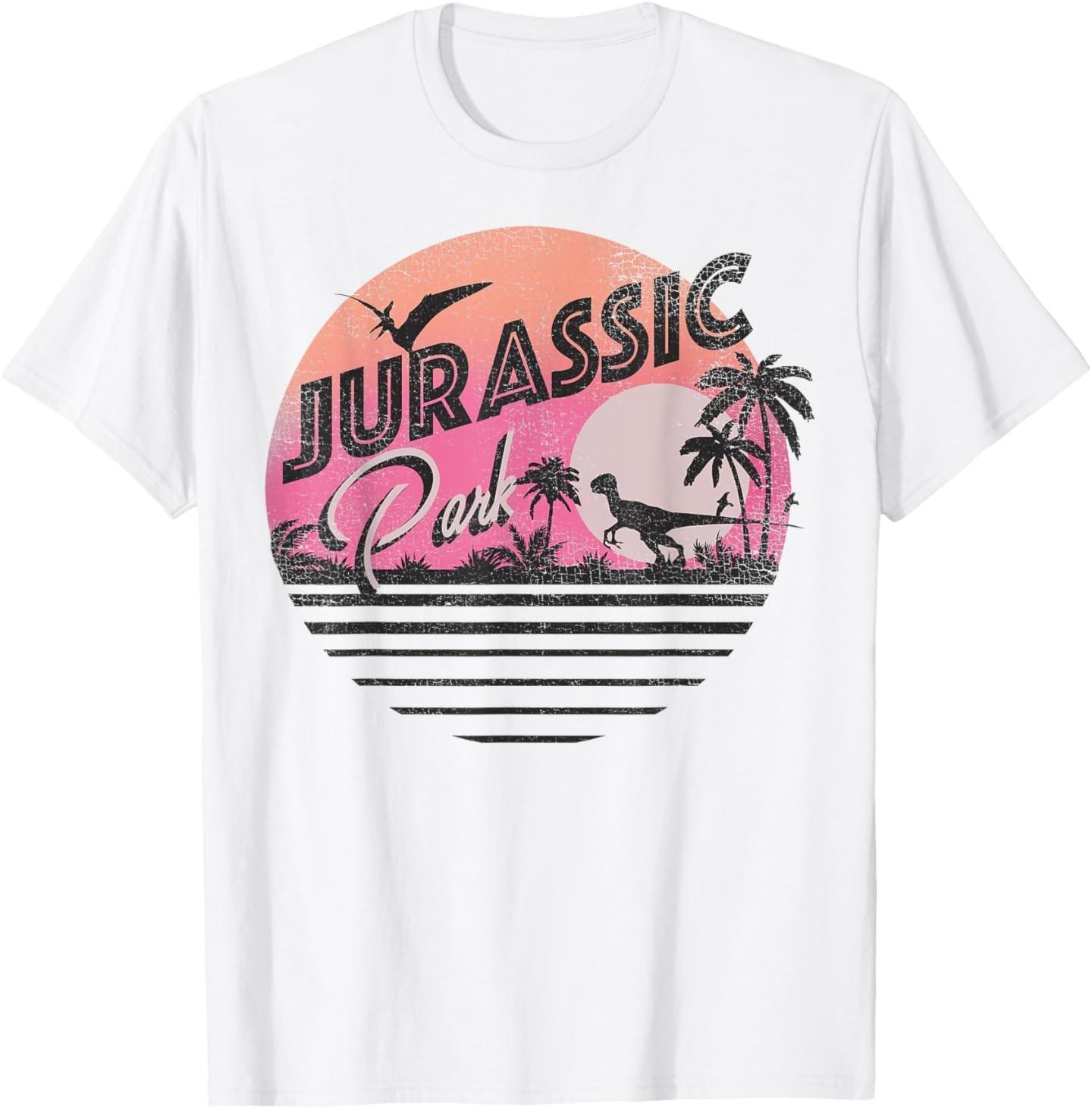 Jurassic Park Retro 90 s Dinosaur Scene 100% Cotton T-shirt Mens Tees Top 2XL