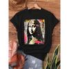 Womens Abstract Graffiti Art Leonardo Da Vinci Mona Lisa Print T Shirt Crew Neck Short Sleeve Spring Summer Casual Top