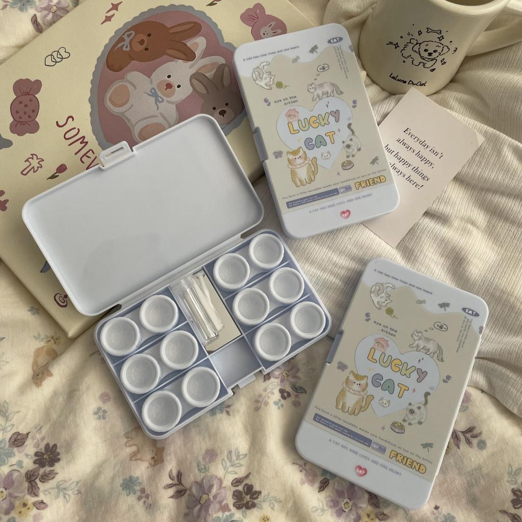 6 Par /Sett Mini Kontaktlinsebokssett Bærbar Reisebeholder for Oppbevaring av Kontaktlinser For Skjønnhetspupill