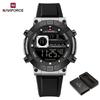 Naviforce Men's Sports LCD Digital Watch Silicone Strap Waterproof Night Mode Chronograph Week Multifunctional Outdoor Men's Boy Watch NF9241T