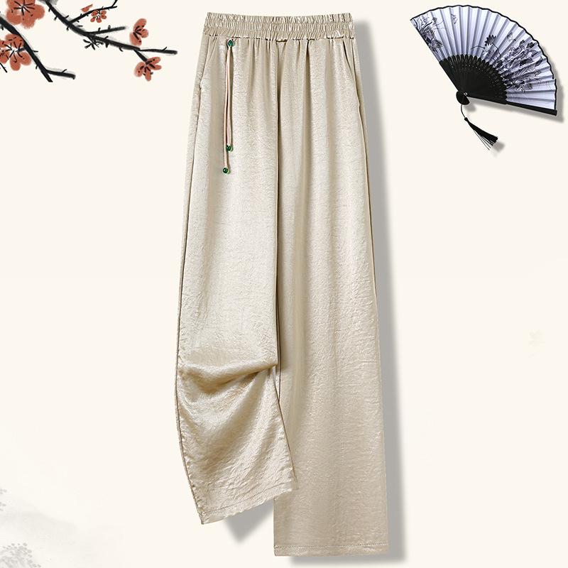 

2026 Spring Women s High-Waist Wide-Leg Casual Pants: Slimming, Stylish, Versatile, Long Fit 5XL for 145-160 jin шампанського