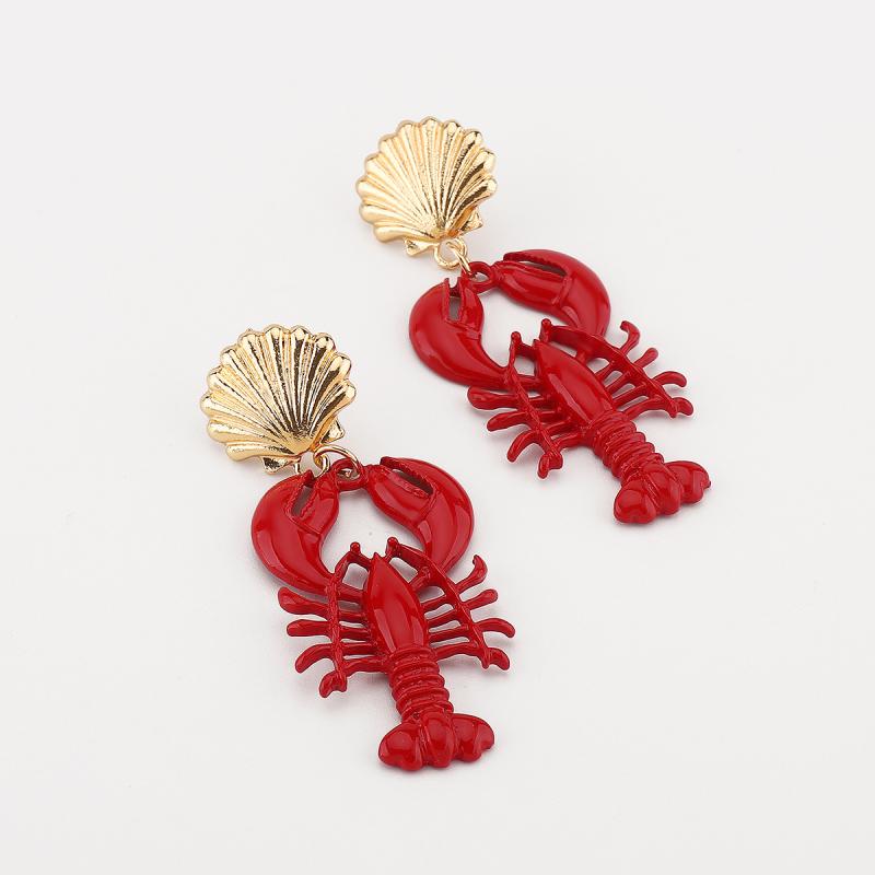 Lobster Bead Necklace Earrings Bohemia Handmade Beaded Jewelry Simple Pendant Necklace Women Beach Vacation Accessories