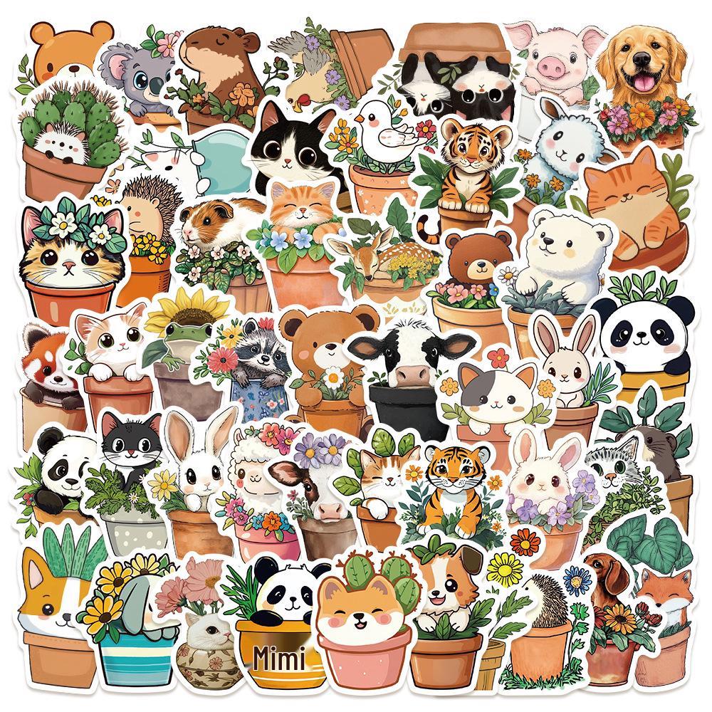 

50 Cute Floral Cartoon Stickers for Desktop, Water Cup, Phone Case & Laptop Decoration
