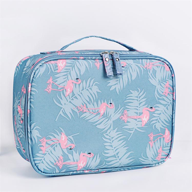 Wholesale Twill Travel Square Portable Waterproof Makeup Stick Brush Cosmetic Storage Case Bag with Handle L