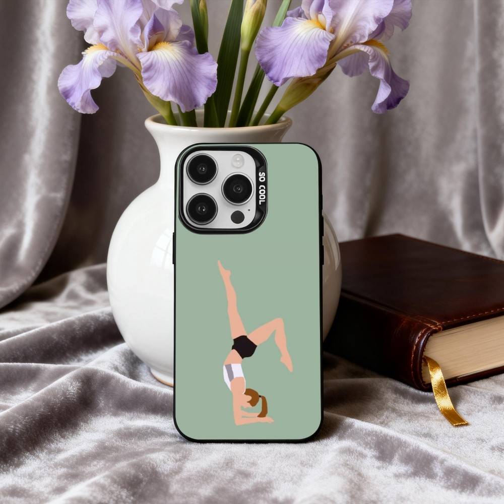 GYM Girl G-Gymnastic art  Phone Case For iPhone17,16,15,14,13,12,11 Plus,Pro Max Black Candy silver phone case