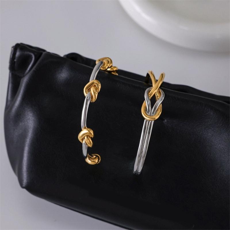 Unique Knot Design Stainless Steel Adjustable Opening Bracelet For Women Men Lightweight Jewelry Accessory