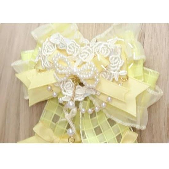 Lolita Style Bow Hairpin Hair Accessory Pearl Lace Ornament Ground Princess Forest Girl Flower Decoration Gothic Moe Fashionable Elegant Gift Date Gal
