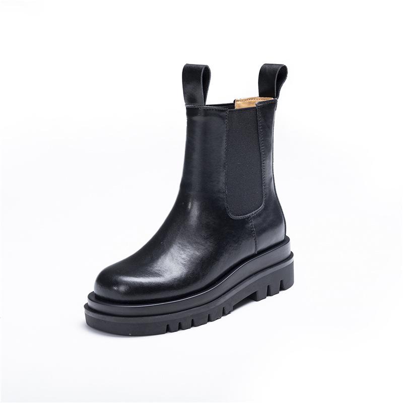 2025 Cigarette Boots Women's Autumn and Winter Platform Boots Knight Chelsea Martin Boots Shoes British Style