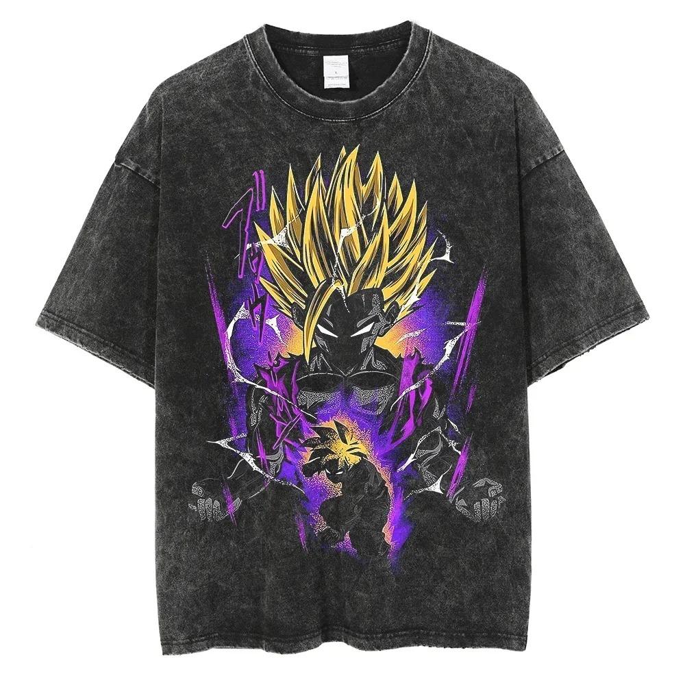 Dragon Ball Z Gohan Super Saiyan 2 Vintage Washed Oversized T-Shirt | Unisex Anime Streetwear Tee L