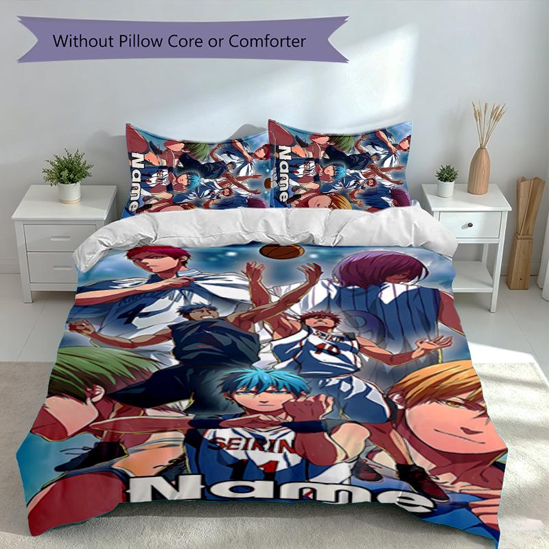 3pcs Custom Name Kuroko's Basketball Set,Includes 1 Duvet Cover and 2 Pillowcases,All-season Bedroom Decor