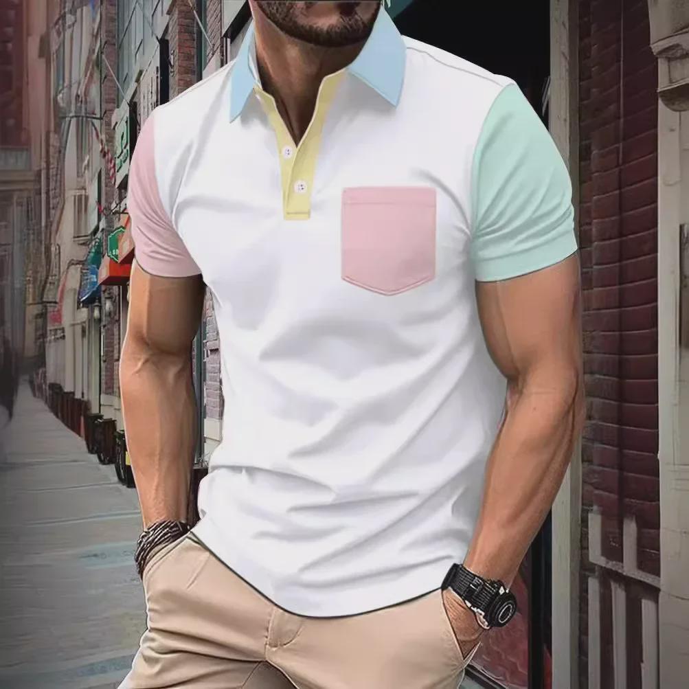 2024 Herren Sommer Poloshirt mit Kontrasttasche - Modischer Kurzarm-Style