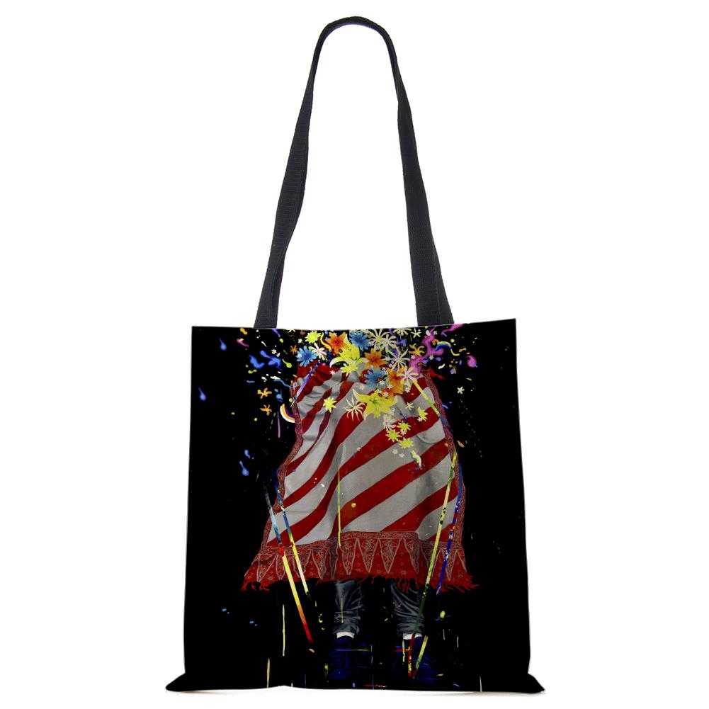 Painted Abstract Print Casual Shoulder Bag Women Shopping Reusable Tote Bag 2022 Harajuku Canvas Travel School Beach Handbag