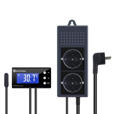 Digital Aquarium Thermostat Temperature Controller Outlets Cool Heat Waterproof Sensor 16C~40C Two Relay Output with EU Plug