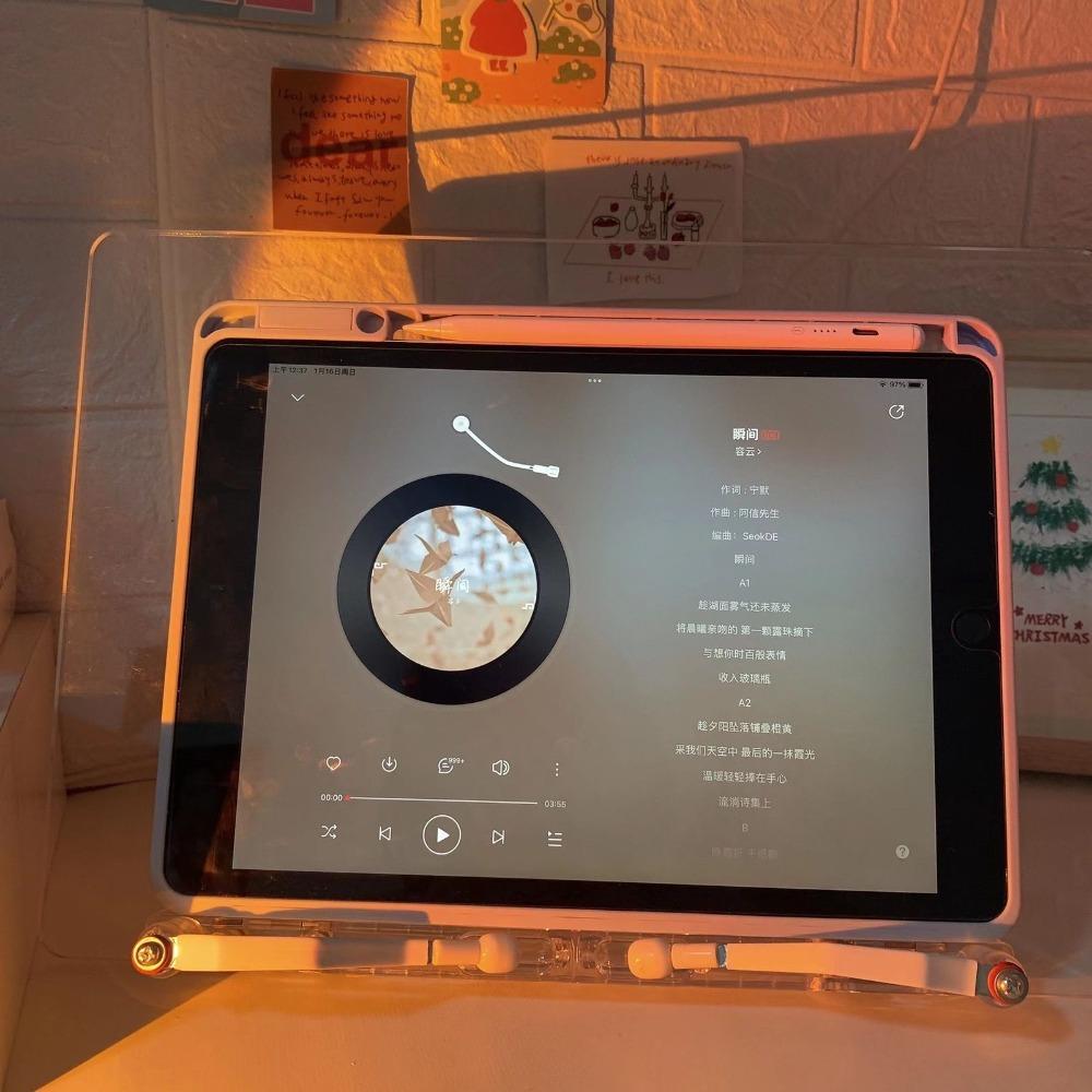 

Adjustable Acrylic Tablet Stand Transparent Desktop Folding Holder Office B