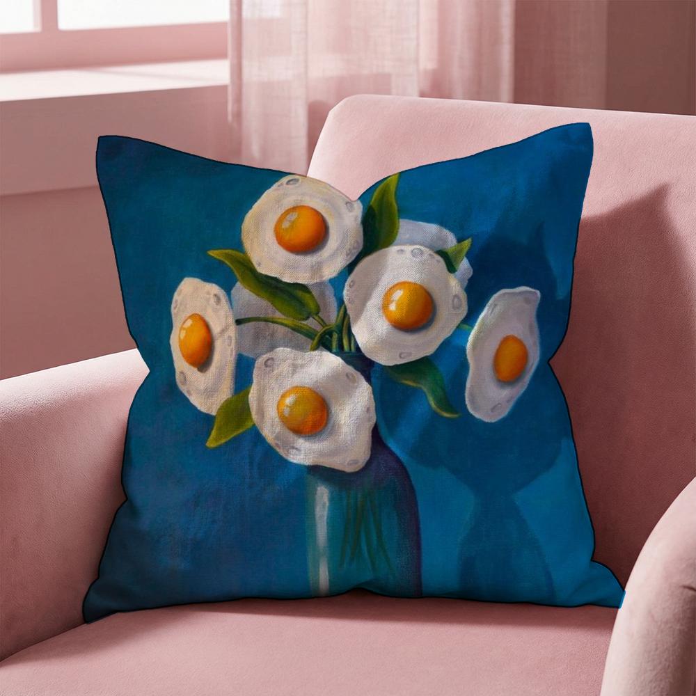 Funny Food Fried Egg Cushion Cover Multi-Scene Pillow Cover for Home & Car - Reversible, Soft & Durable for Daily Use