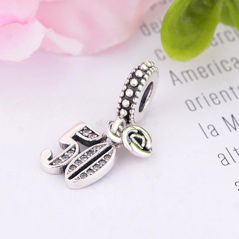 Fit Pan Charm Bracelet Authentic 925 Silver Alphabet & Numbers 18 21 50 60 Years Of Love Bead Making Berloque