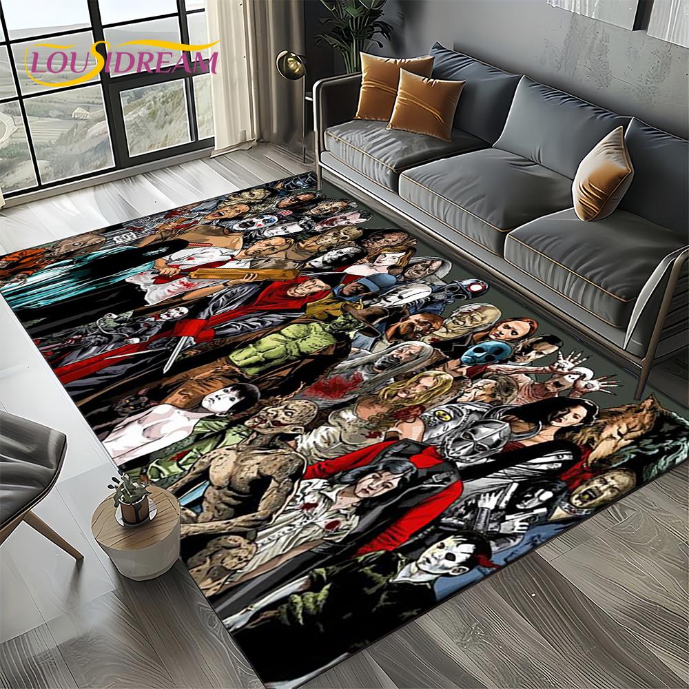 Hororový film Chucky Pennywise Halloween Postava Saw Koberec Kobereček pro Obývací pokoj Ložnici Domov Dekorace Pohovky, Protiskluzová Podložka na Podlahu