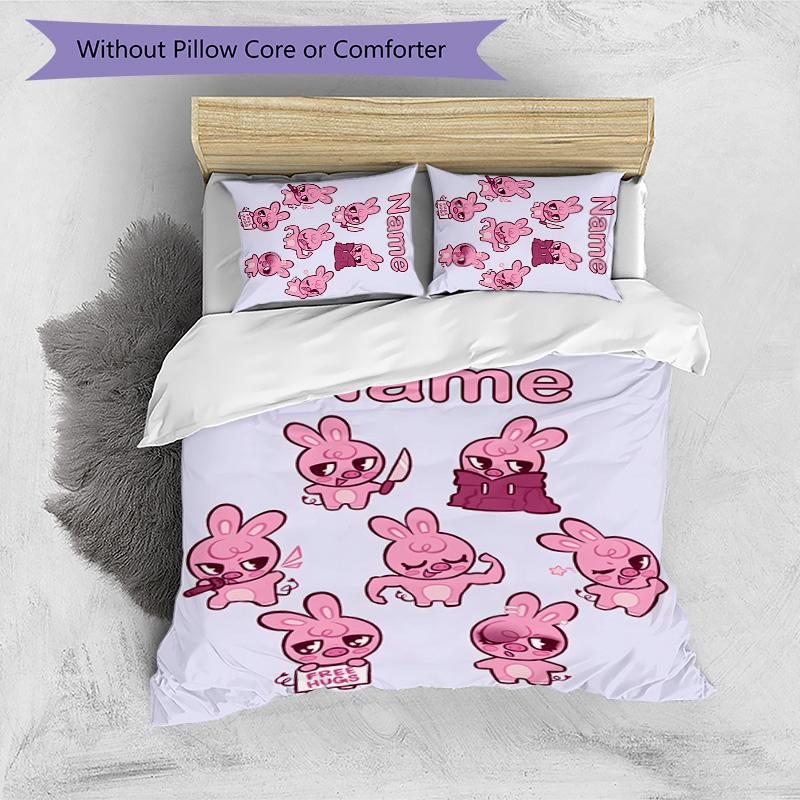 3pcs Kpop Team2 Cover Set - Personalized Name, HD Printed Bedding with 1 Cover and 2 Pillowcases - Perfect for Home Decor, Easy Care