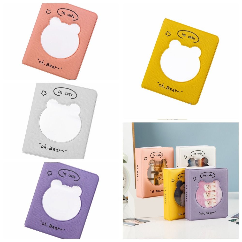 

Mini Bear Plaid Album Cute Photo Cards Holder Creative Picture Storage Album Desktop