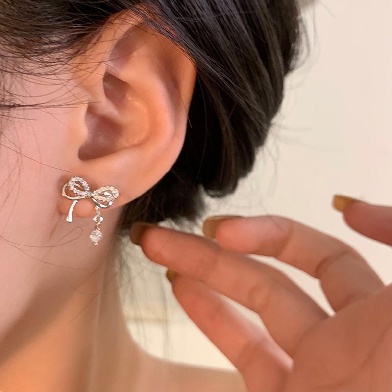 Bow-knot Stud Earrings Female Fashion Chic Earring Sweet Girl Women Jewelry Double Bow Earrings