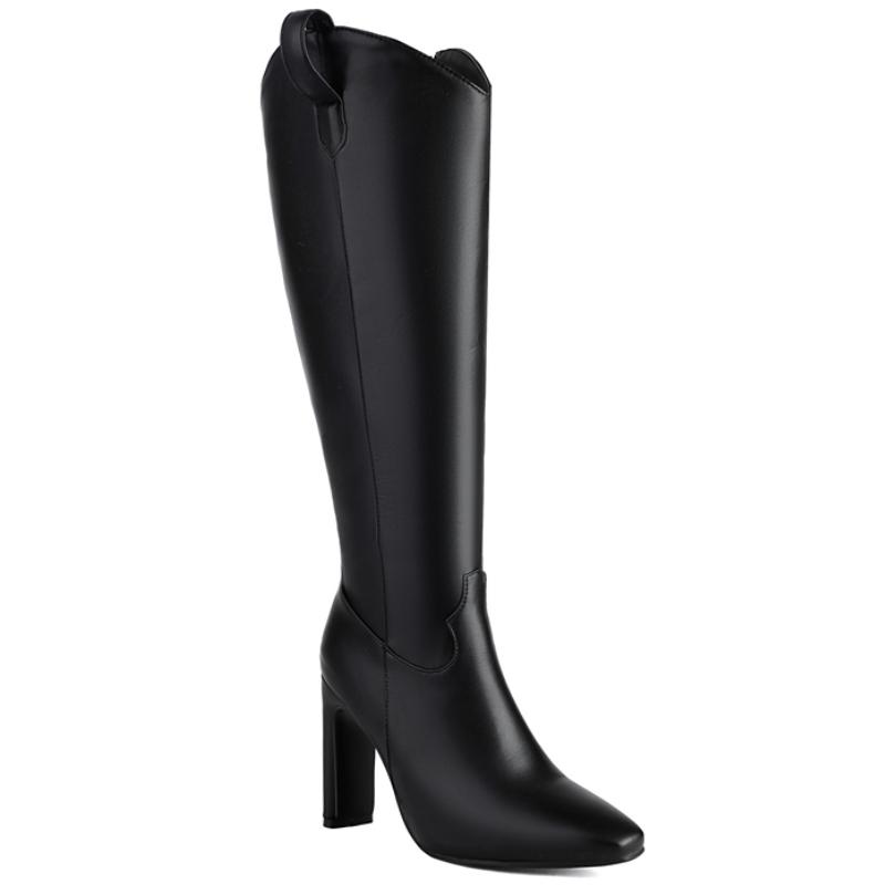 Fashion Women's Knee High Boots Sexy Point Toe Winter Shoes Black White Gold Heeled Long Boot Ladies Party Dance Shoes Large Size 45 48