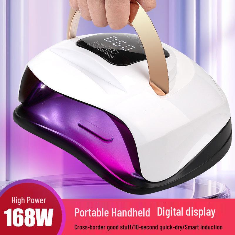 

168W UV LED Nail Dryer: Mobile Holder & Dual Light Gel Curing Lamp фіолетовий/білий